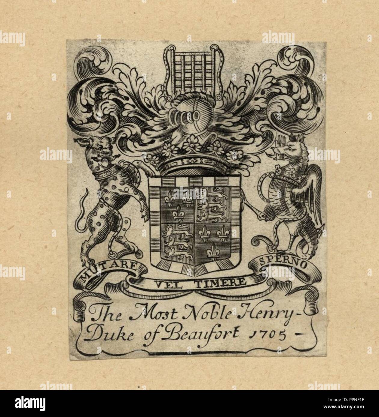 Bookplate-Henry Duca di Beaufort. Foto Stock