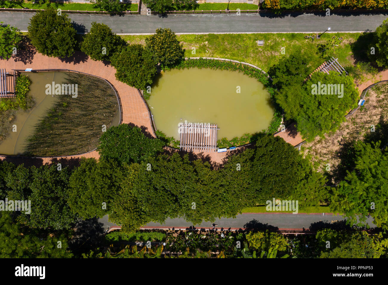 Una veduta aerea di Alexandra Canal parco lineare. Attivo, bella e pulita (ABC) Acqua programma intrapreso dalla Pubblica Utilità Board di Singapore Foto Stock