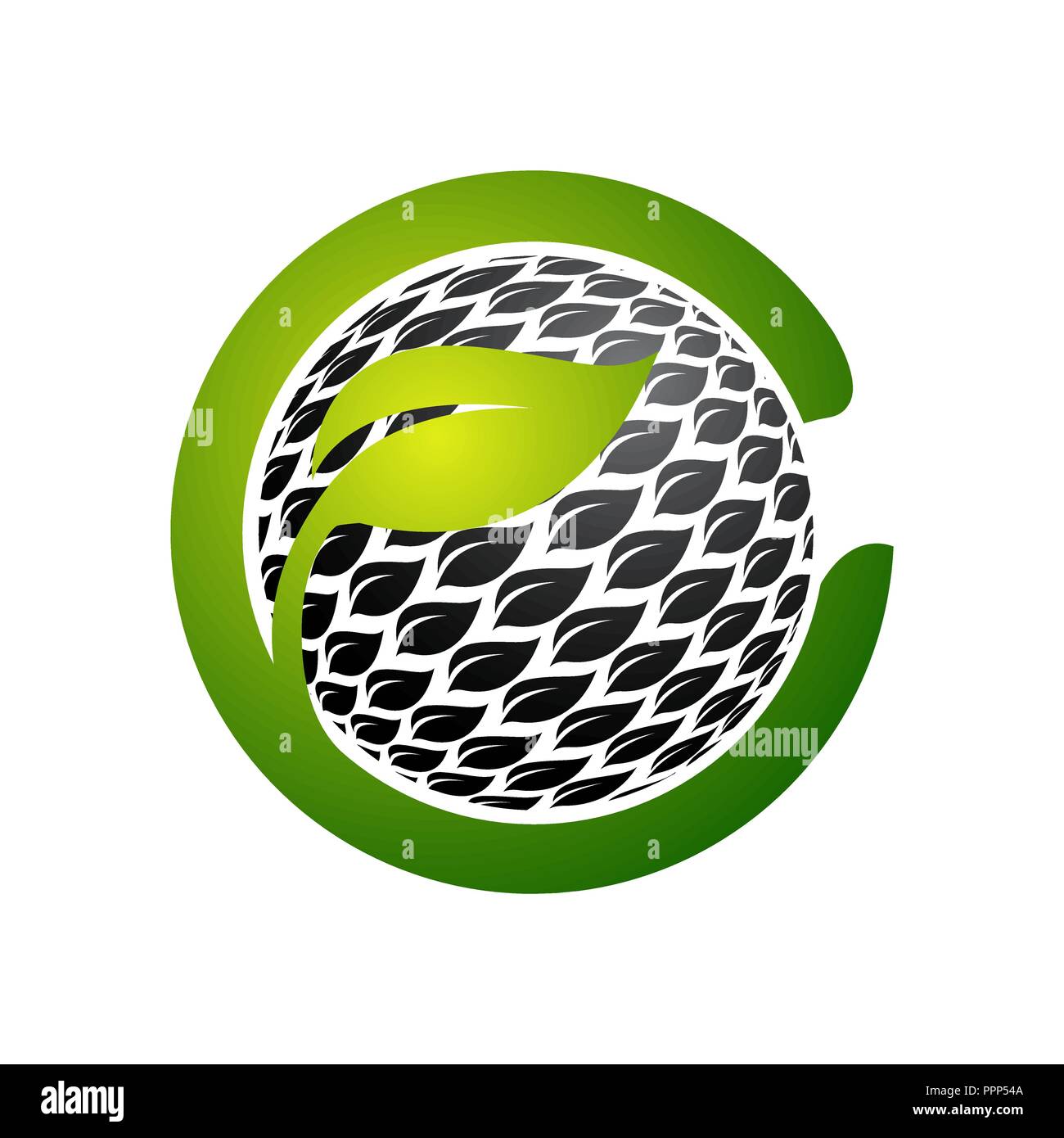 Fiore di forma circolare abstract Logo design template vettoriale. Eco-Green lusso naturale icona logotipo Illustrazione Vettoriale