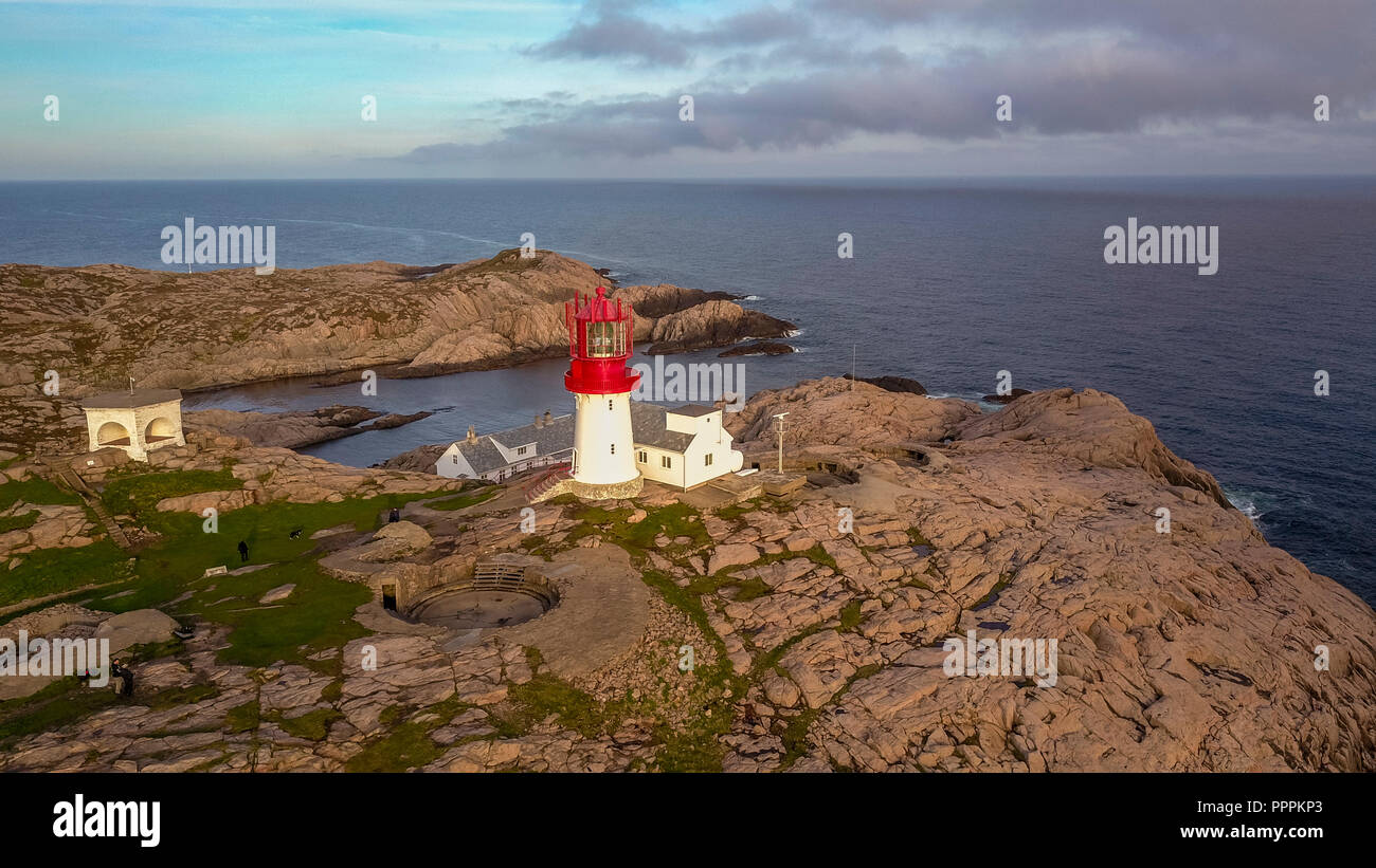 Faro di Cape Lindesnes Vets-Agder, Norvegia Foto Stock