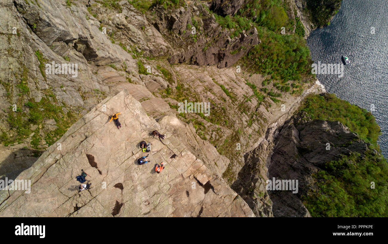 Prekestolen, Lysefjord, Rogaland, Norvegia Foto Stock