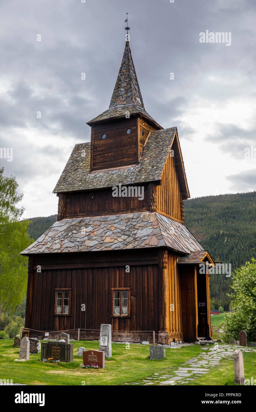 Torpo Stavkirke, Torpo, Buskerud, Norvegia Foto Stock