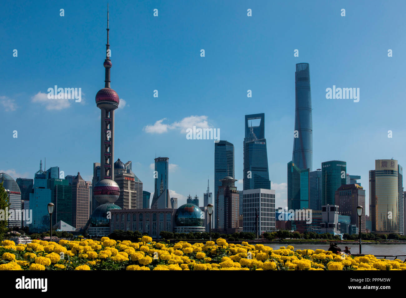 Skyline al Bund, Shanghai Shanghai Shi, Cina Foto Stock
