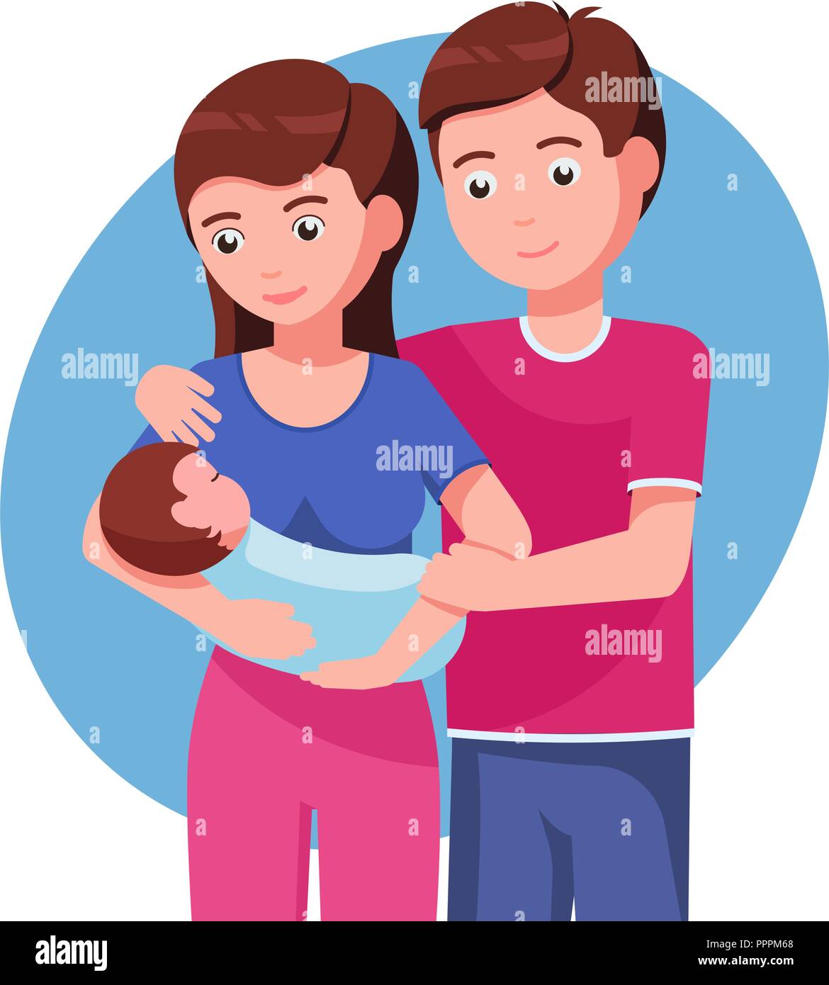 Il padre e la madre per mano del loro bambino Illustrazione Vettoriale