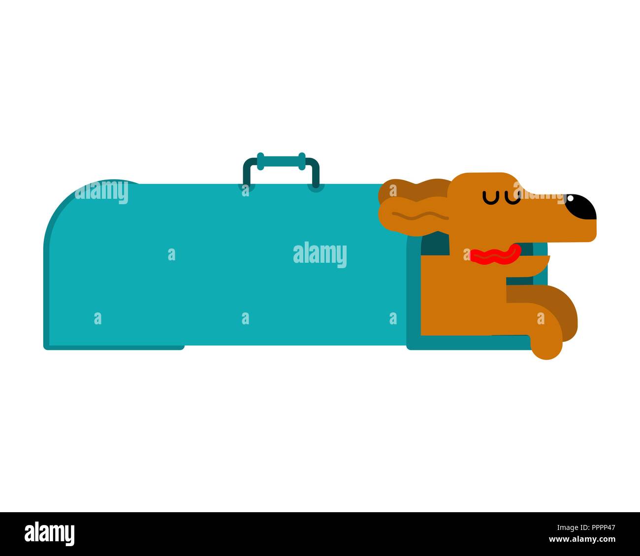 Il trasporto del cane box e bassotto. Custodia illustrazione vettoriale Illustrazione Vettoriale