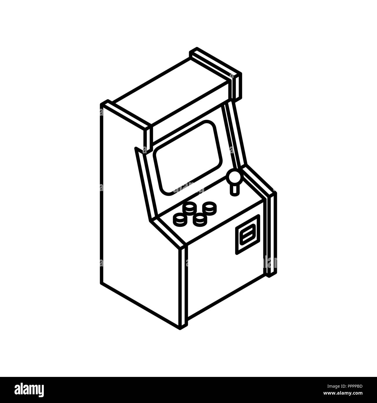 Vecchia macchina Arcade Icona di gioco. Retrò video gioco del gioco Illustrazione Vettoriale