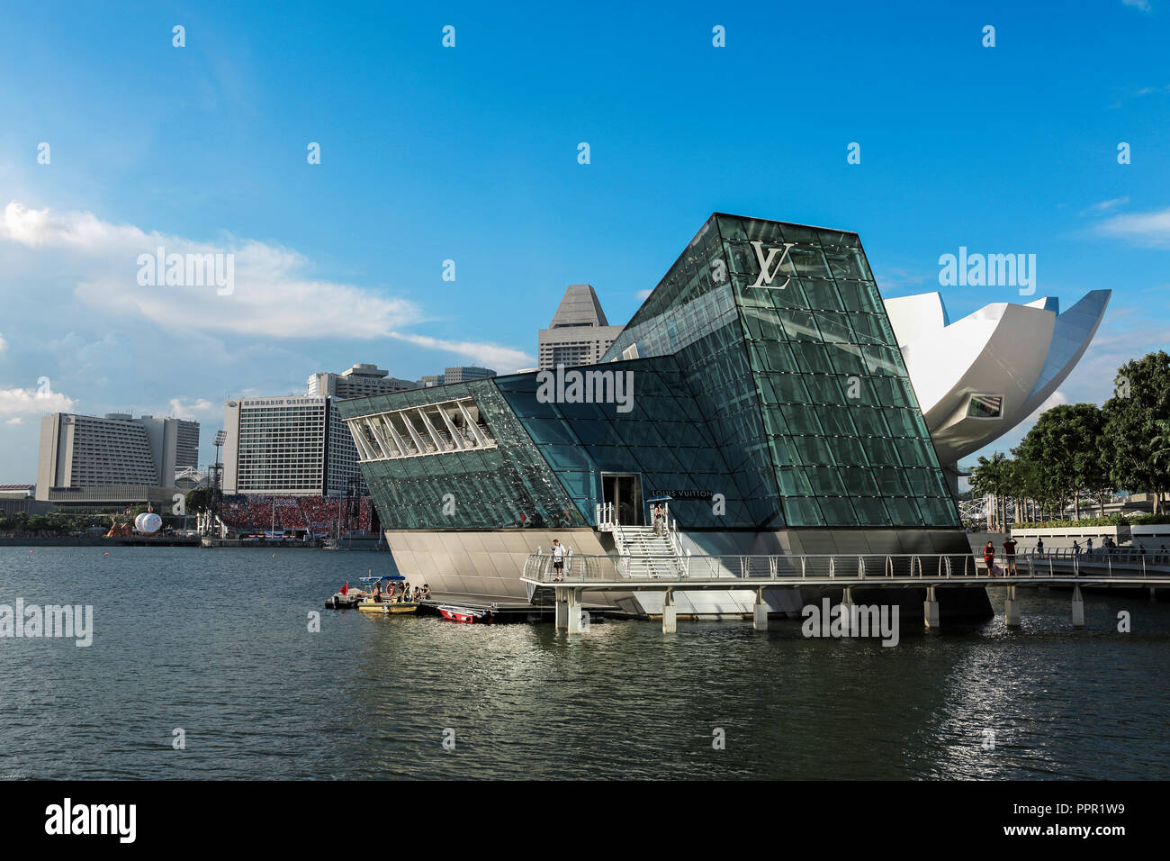 Louis Vuitton Maison negozio di lusso a Marina Bay, Singapore Foto Stock
