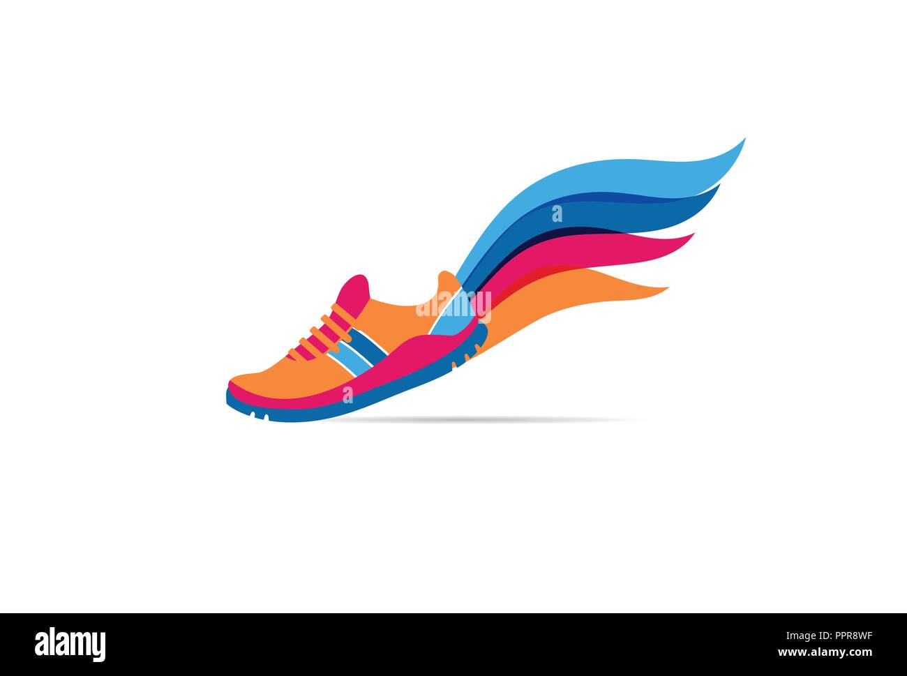 Icona Esegui, simbolo, maratona poster e il logo Illustrazione Vettoriale