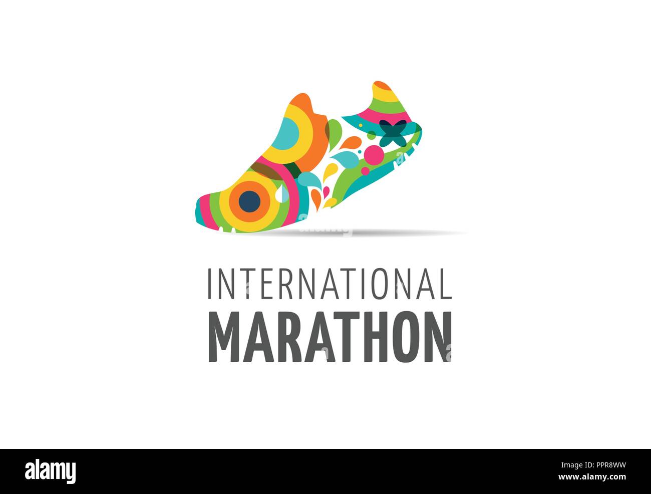 Icona Esegui, simbolo, maratona poster e il logo Illustrazione Vettoriale