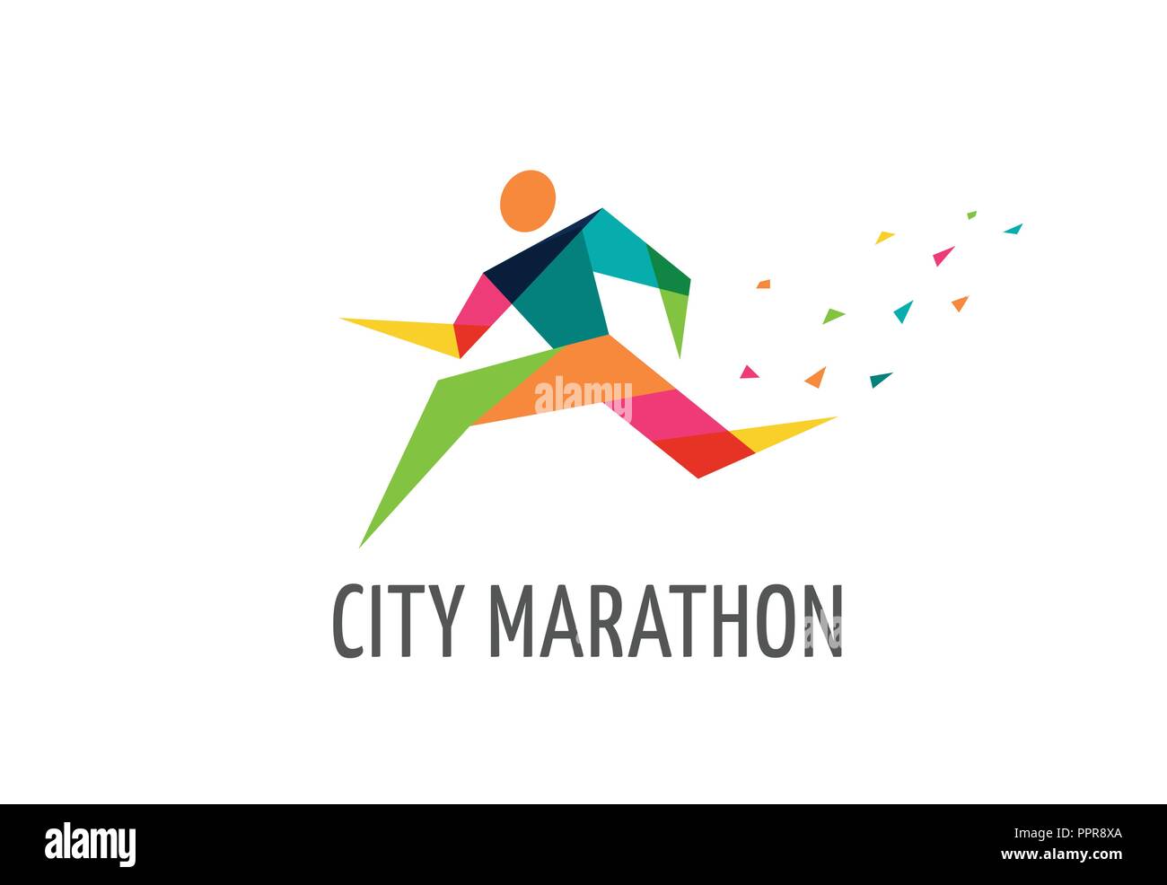 Icona Esegui, simbolo, maratona poster e il logo Illustrazione Vettoriale