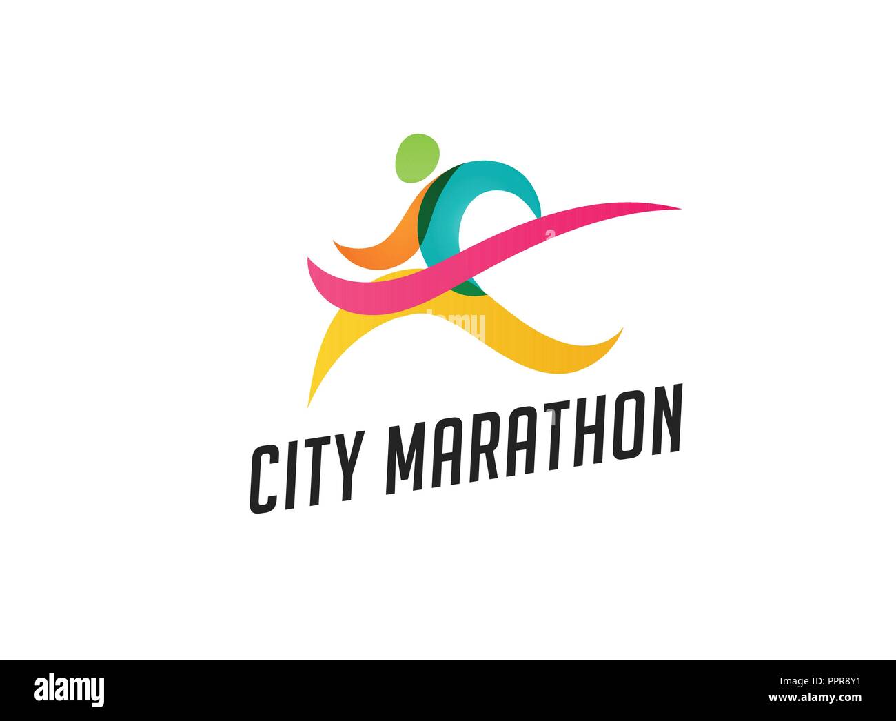 Icona Esegui, simbolo, maratona poster e il logo Illustrazione Vettoriale