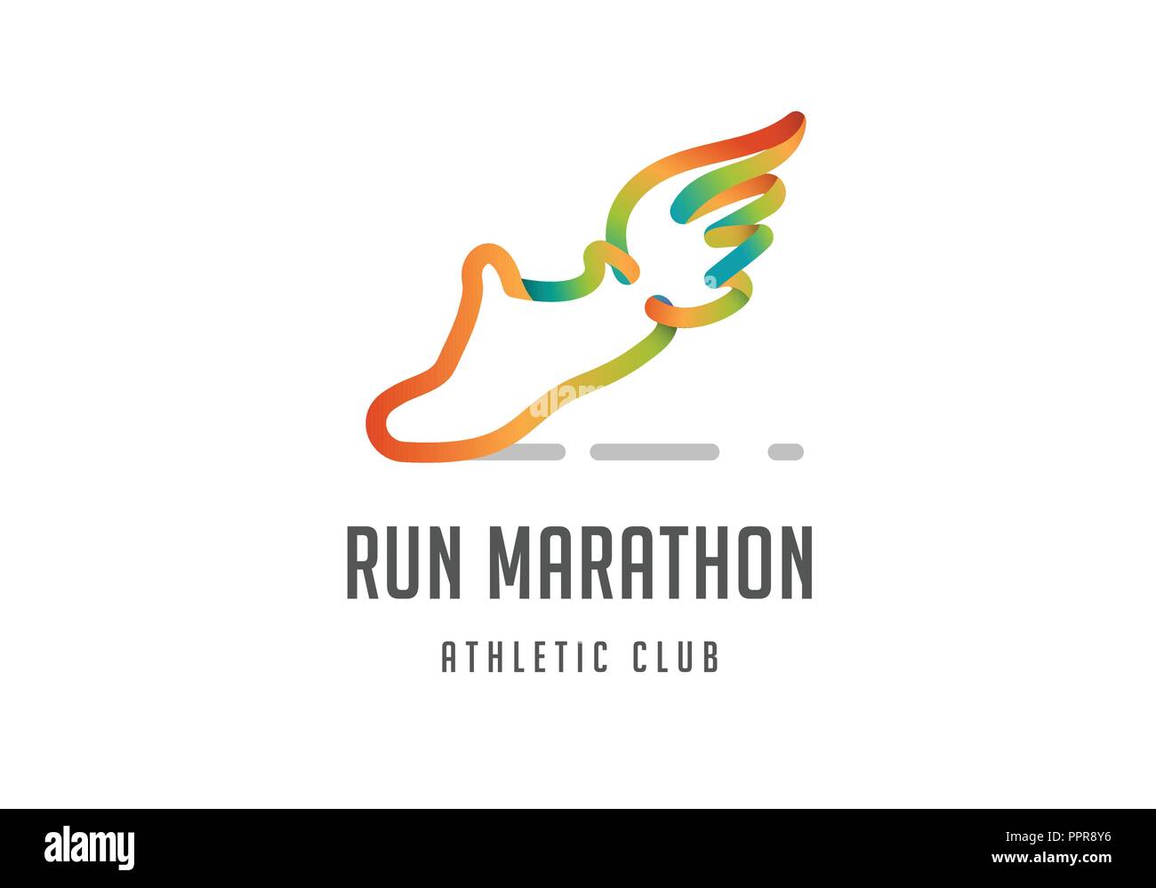 Icona Esegui, simbolo, maratona poster e il logo Illustrazione Vettoriale