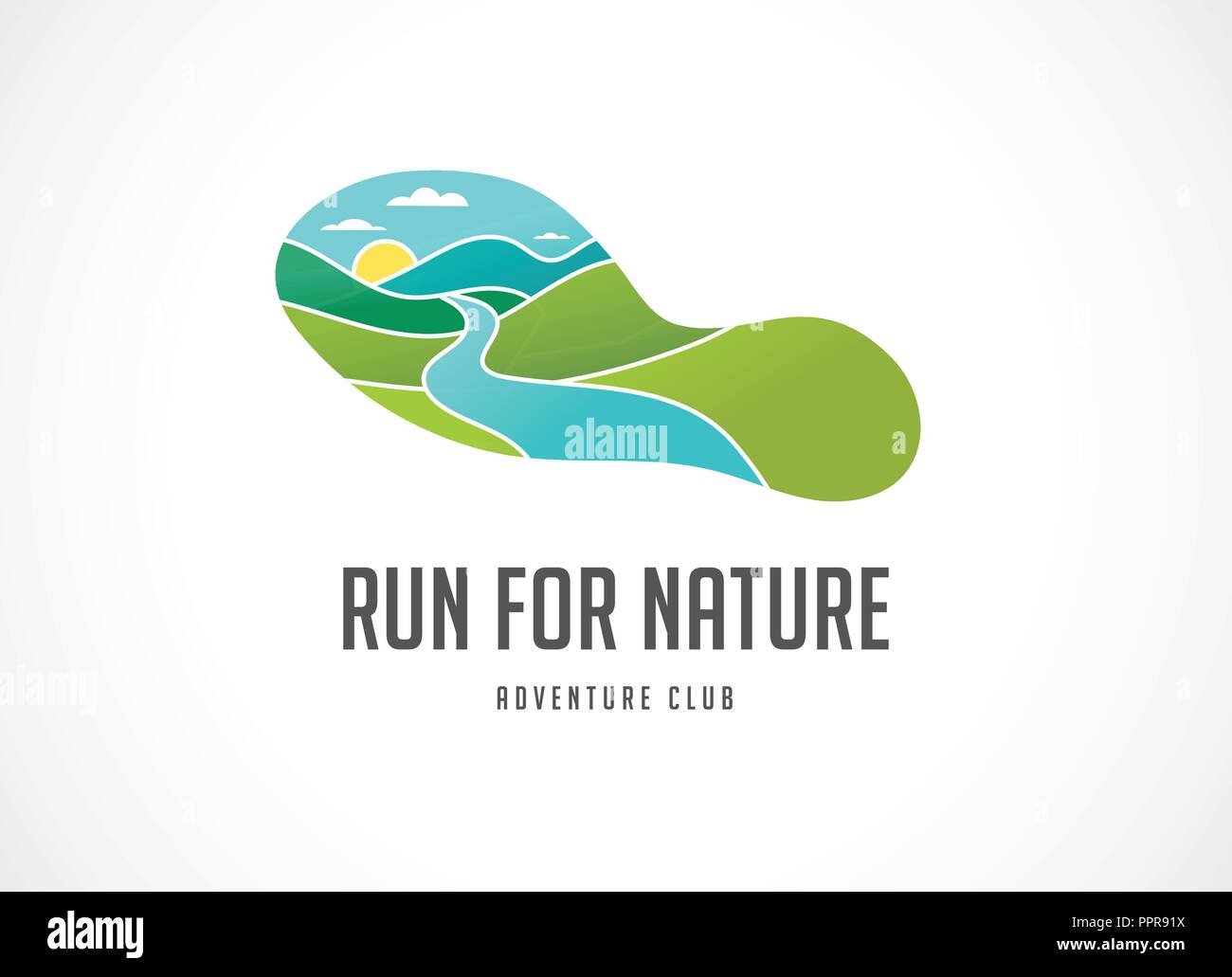 Icona Esegui, simbolo, maratona poster e il logo Illustrazione Vettoriale