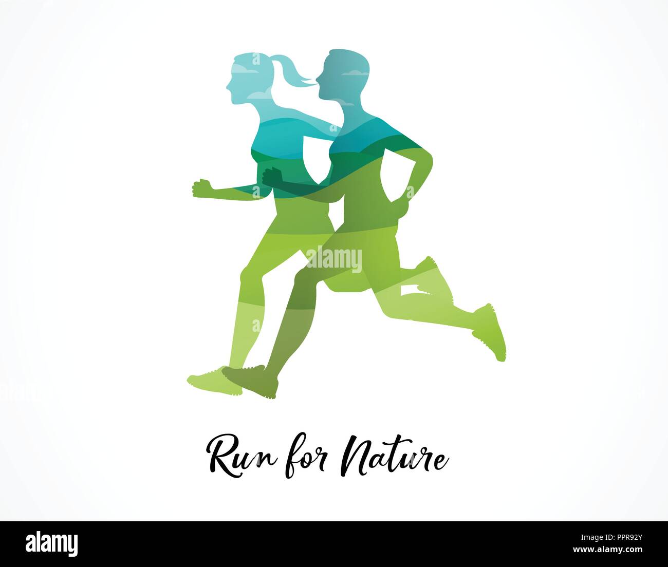 Icona Esegui, simbolo, maratona poster e il logo Illustrazione Vettoriale