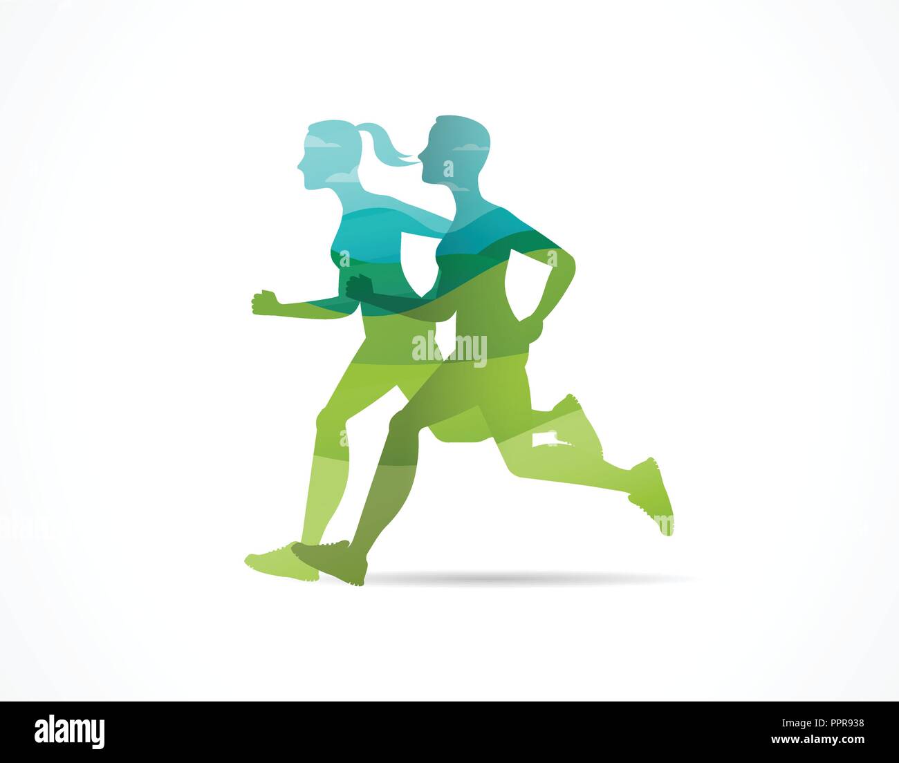 Icona Esegui, simbolo, maratona poster e il logo Illustrazione Vettoriale