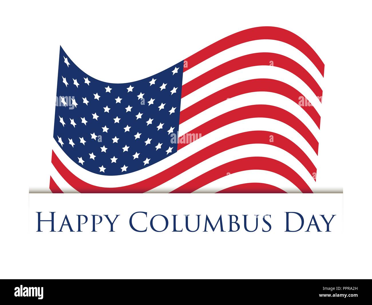 Il Columbus Day, scopritore di America. Holiday banner con Stati Uniti bandiera nazionale. Illustrazione Vettoriale Illustrazione Vettoriale