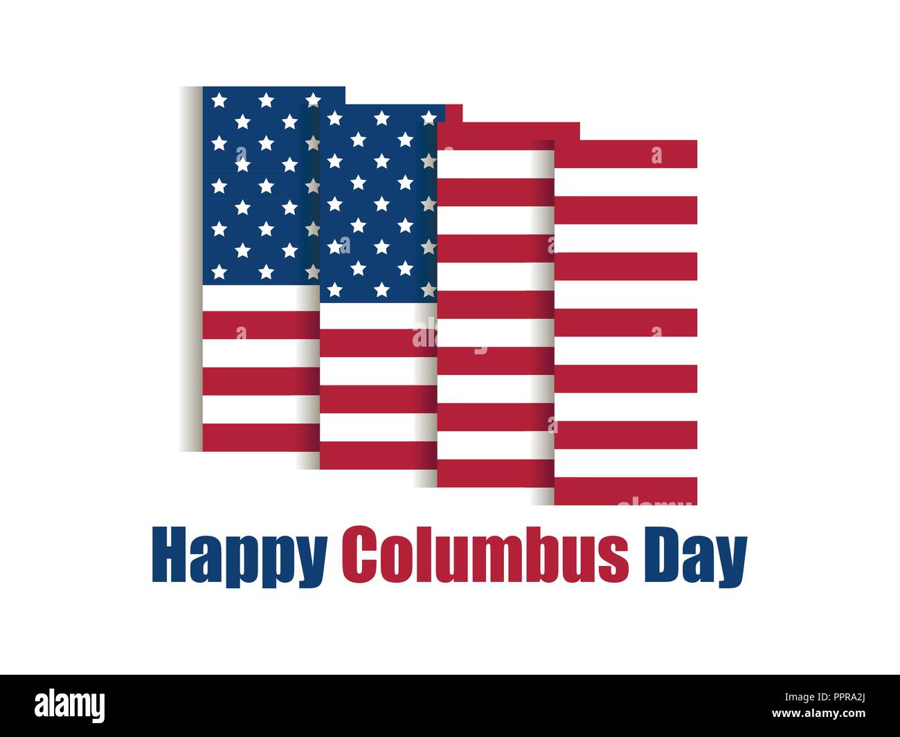 Il Columbus Day, scopritore di America. Holiday banner con Stati Uniti bandiera nazionale. Illustrazione Vettoriale Illustrazione Vettoriale