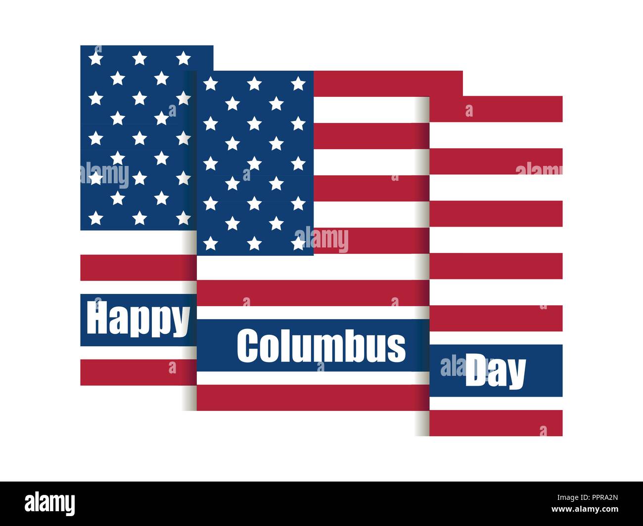 Il Columbus Day, scopritore di America. Holiday banner con Stati Uniti bandiera nazionale. Illustrazione Vettoriale Illustrazione Vettoriale