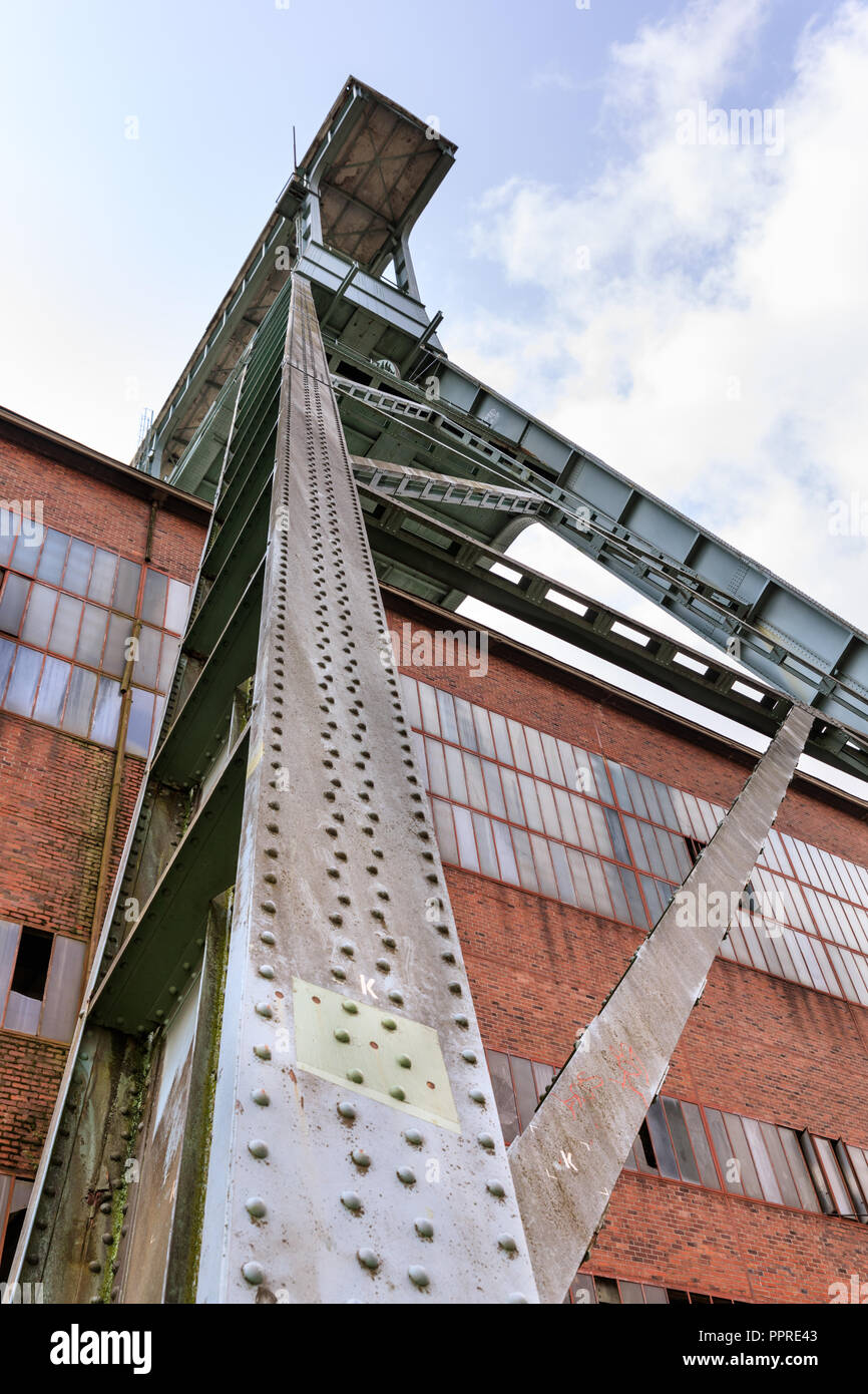 Zeche Ewald, edifici industriali e la ex miniera di carbone di torre di albero, Herten, Ruhrgebiet, Germania Foto Stock