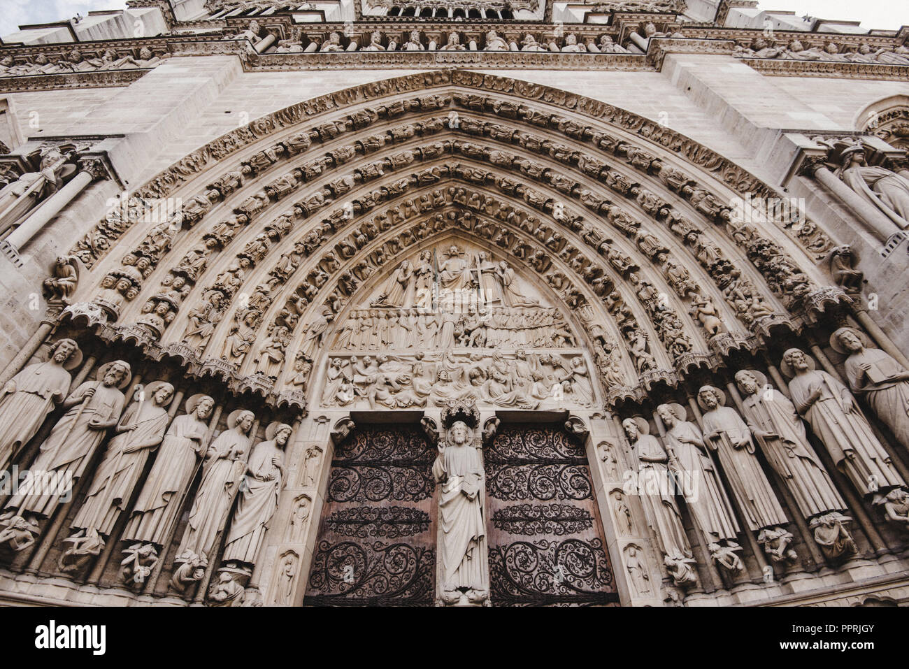 Notre Dame de Paris Cathedral Gates Foto Stock