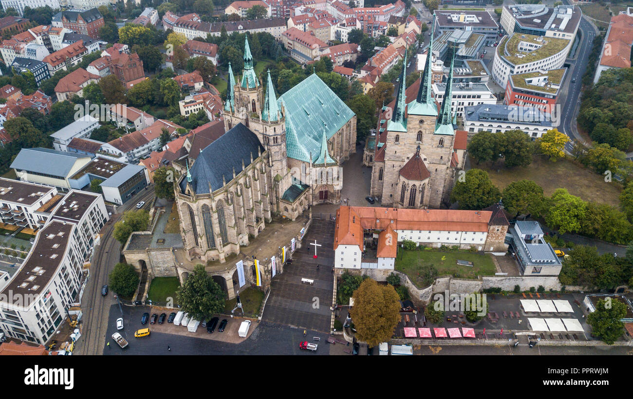 Cattedrale di Erfurt e St Severi Chiesa, Erfurt, Germania Foto Stock