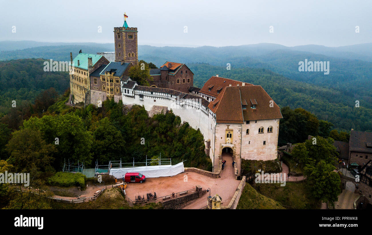 Il Castello di Wartburg, Eisenach, Turingia, Germania Foto Stock