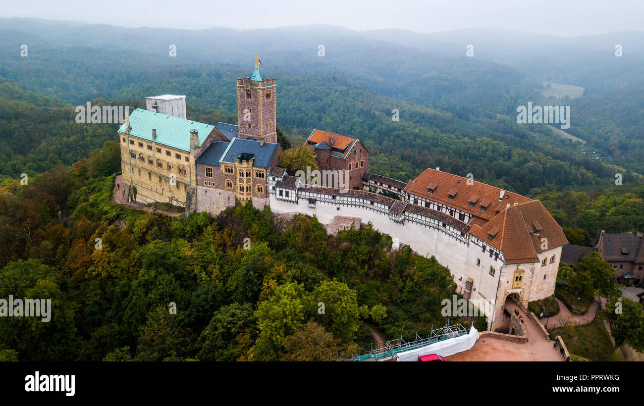 Il Castello di Wartburg, Eisenach, Turingia, Germania Foto Stock