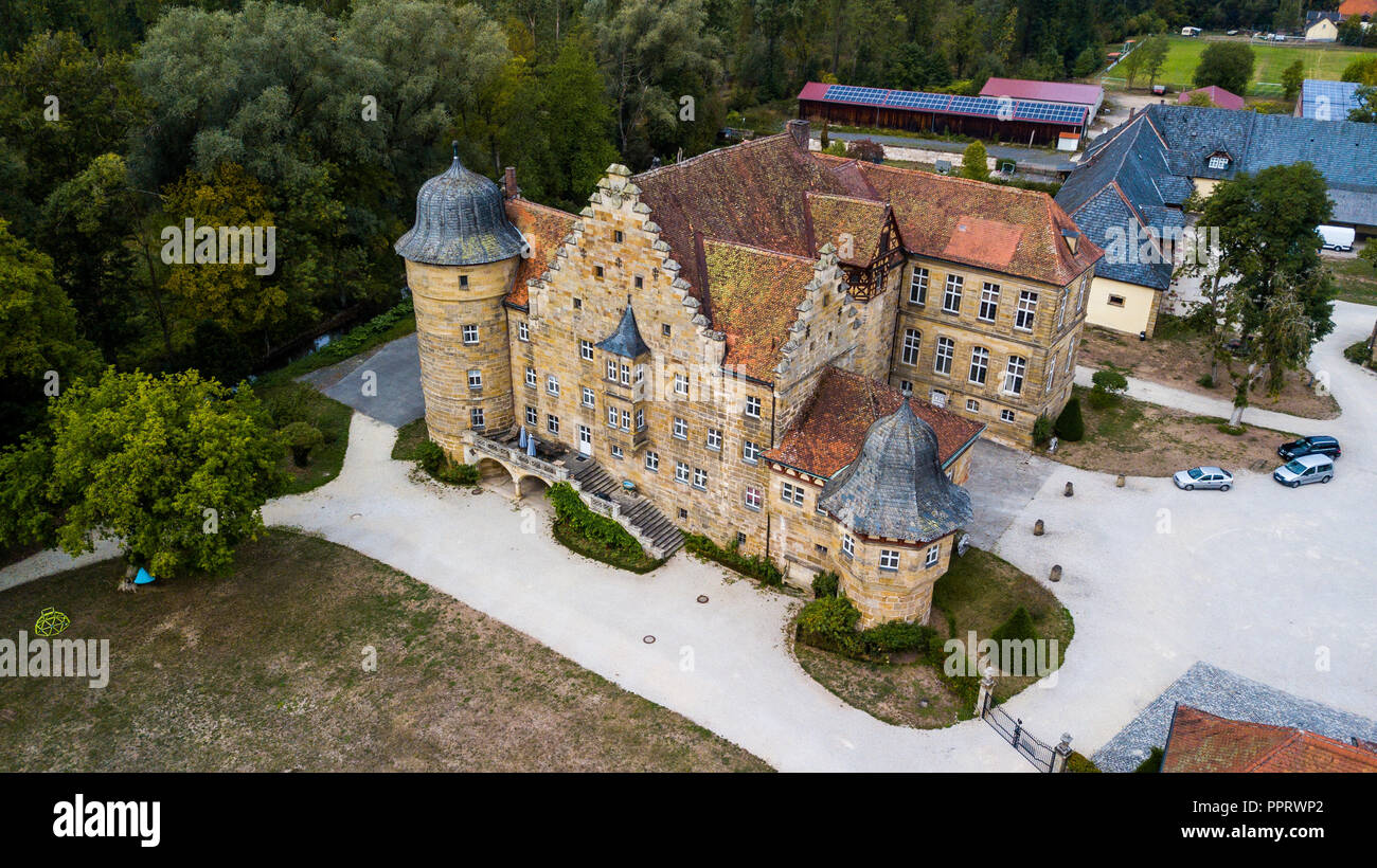 Schloss Eyrichshof o Eyrichshof Castello, Ebern, Baviera, Germania Foto Stock