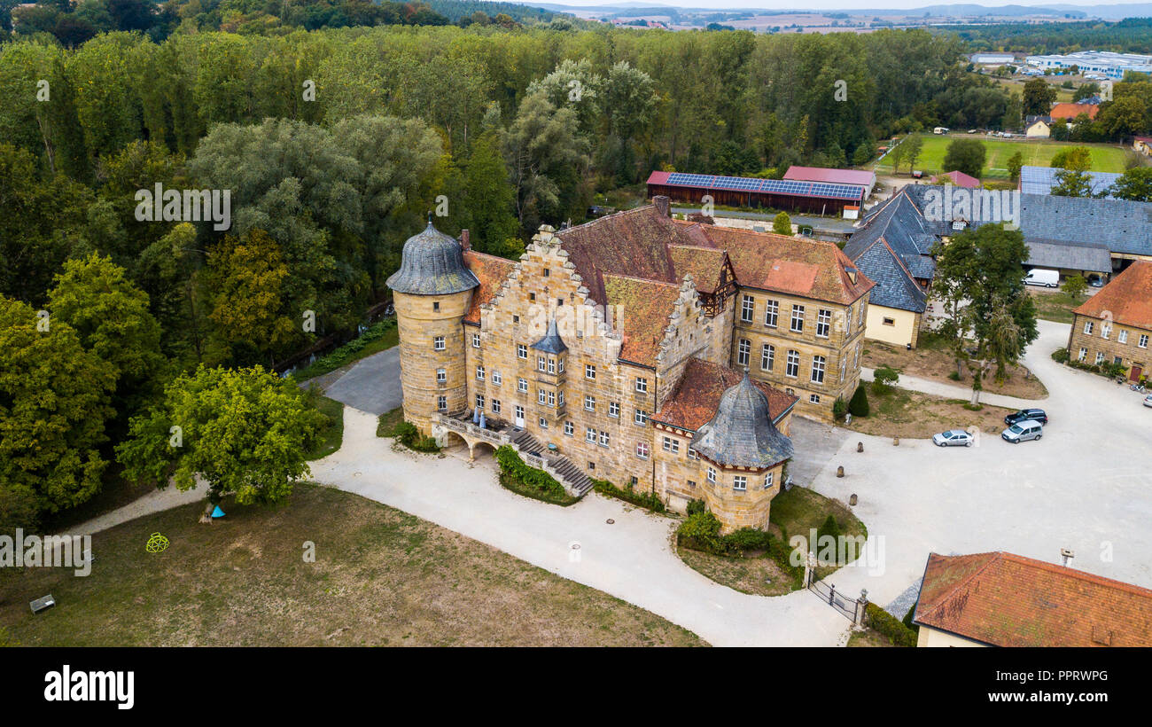 Schloss Eyrichshof o Eyrichshof Castello, Ebern, Baviera, Germania Foto Stock