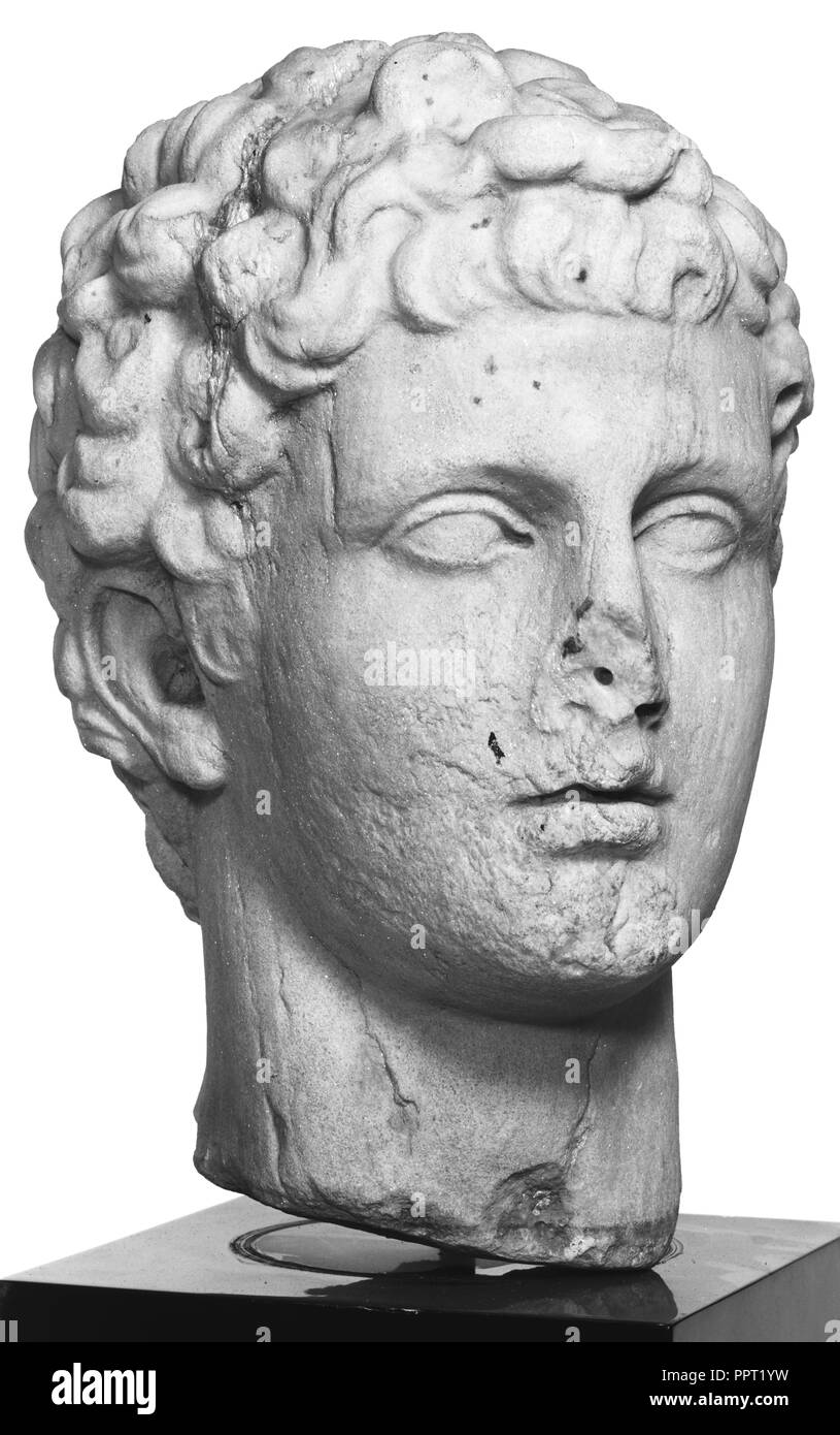 Testa di una Gioventù; Impero Romano; I secolo A.C. - 1° secolo A.D; marmo; 30,5 × 21 × 24,9 cm, 12 × 8 1,4 × 9 13,16 in Foto Stock