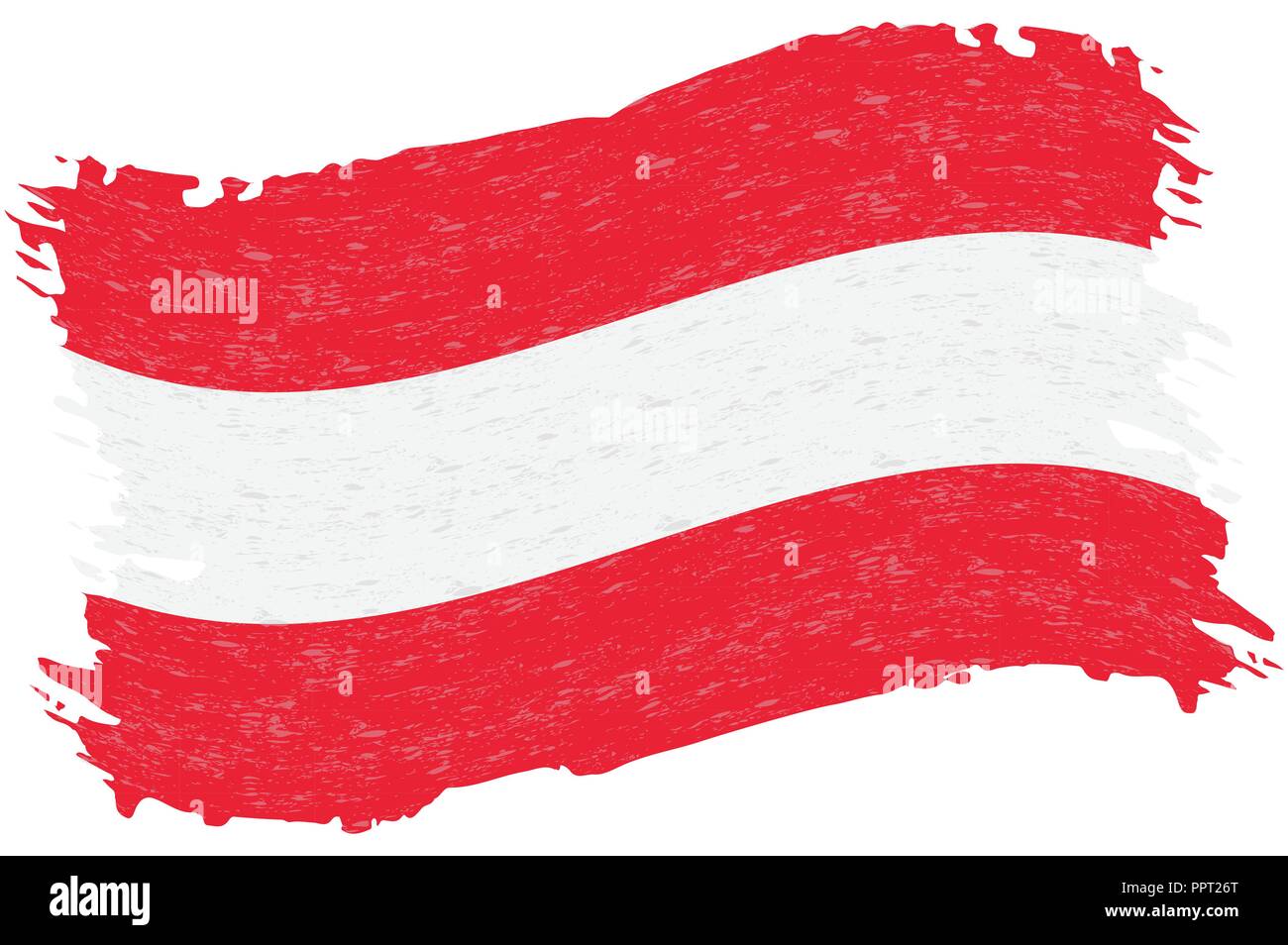 Bandiera dell'Austria, Grunge Abstract Tratto di pennello isolato su uno sfondo bianco. Illustrazione Vettoriale. Illustrazione Vettoriale