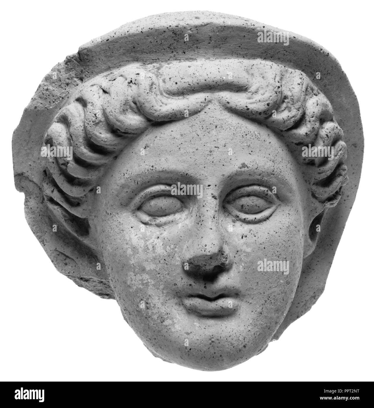 Testa votiva di una femmina; Etruria; iv secolo B.C; cotto; 8,9 cm, 3 1,2 A Foto Stock