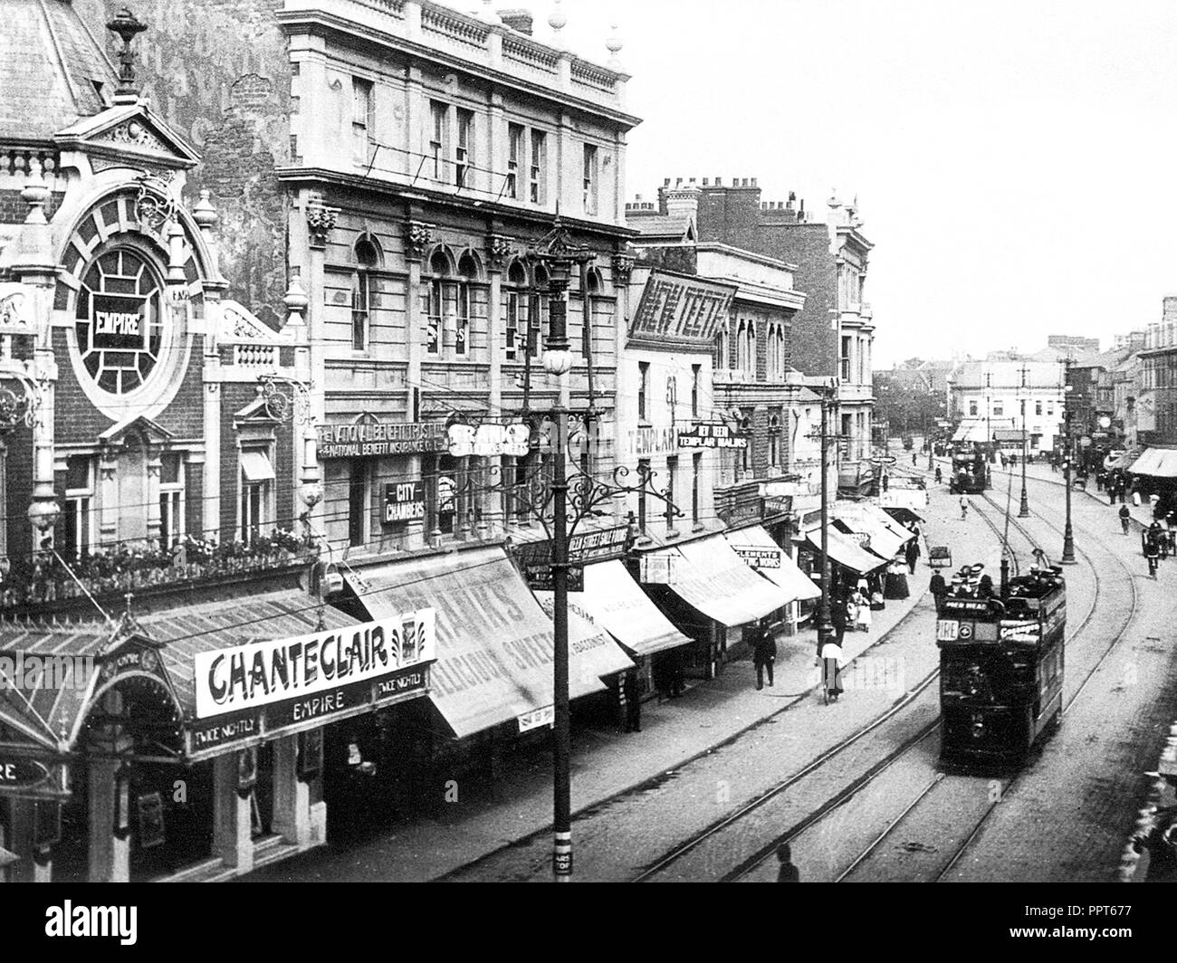 Queen Street, Cardif all'inizio degli anni '1900 Foto Stock