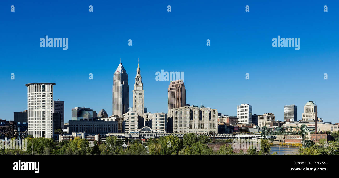 Lo skyline della citta', Cleveland, Ohio, USA. Foto Stock