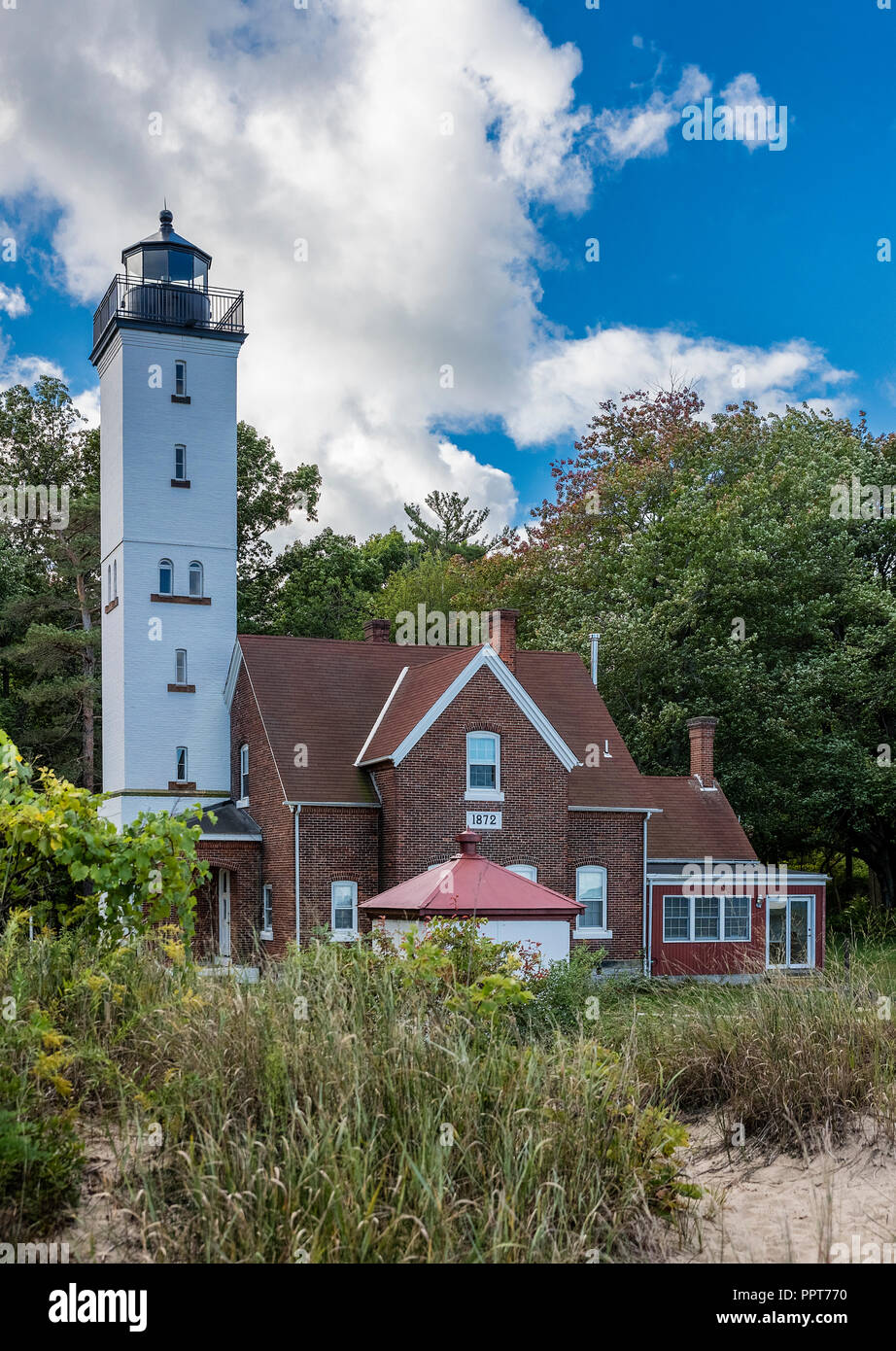 Presque Isle Lighthouse, il Lago Erie, Erie in Pennsylvania (USA). Foto Stock