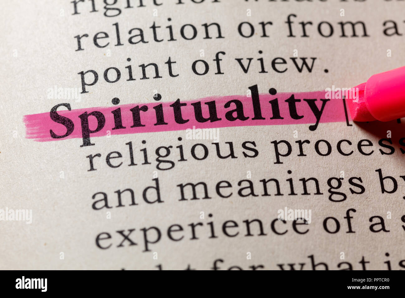 Fake Dizionario, definizione del dizionario della parola spiritualità. comprendente i principali parole descrittive. Foto Stock