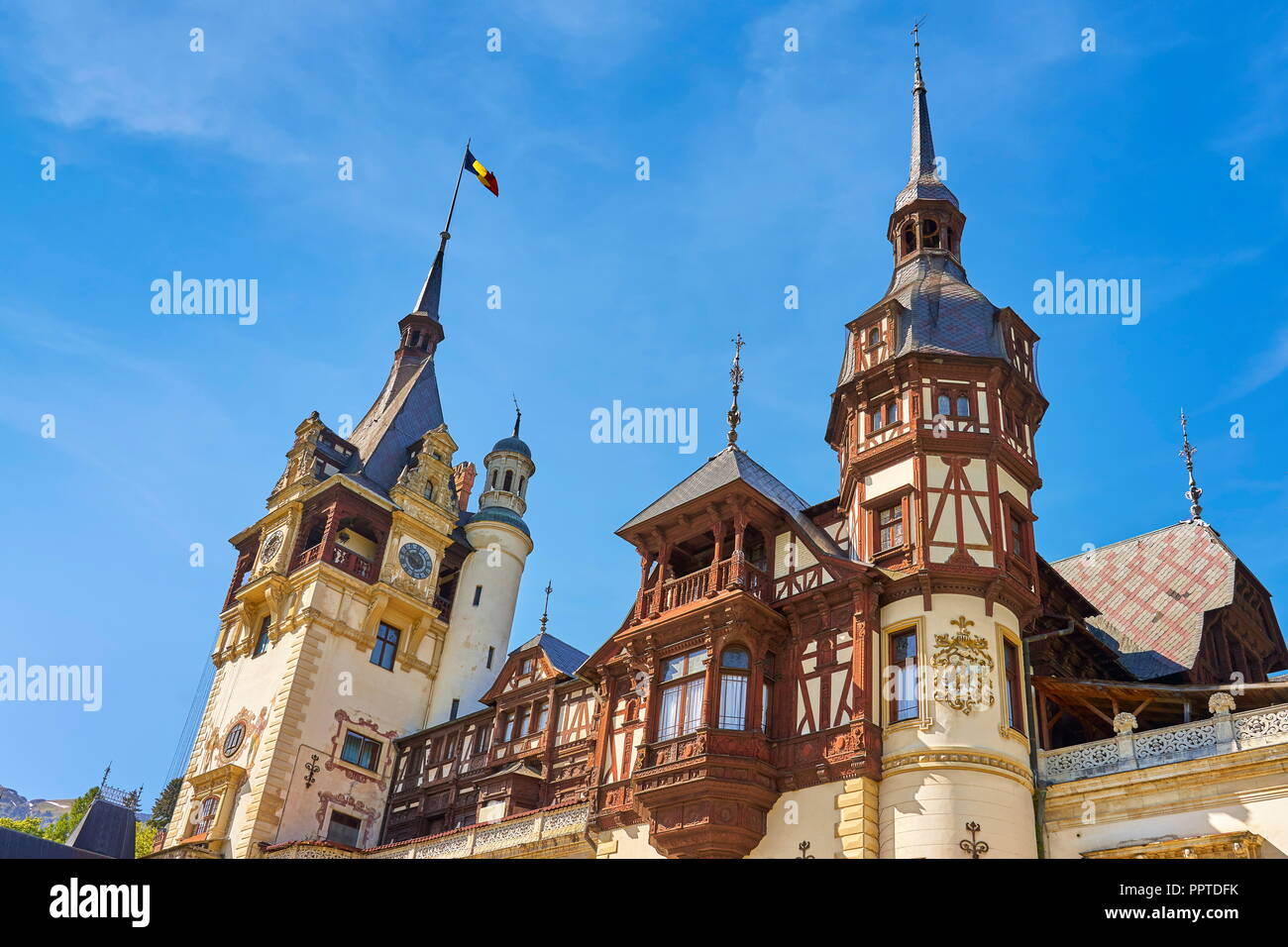 Il Castello di Peles, Sinaia, Transilvania, Romania Foto Stock