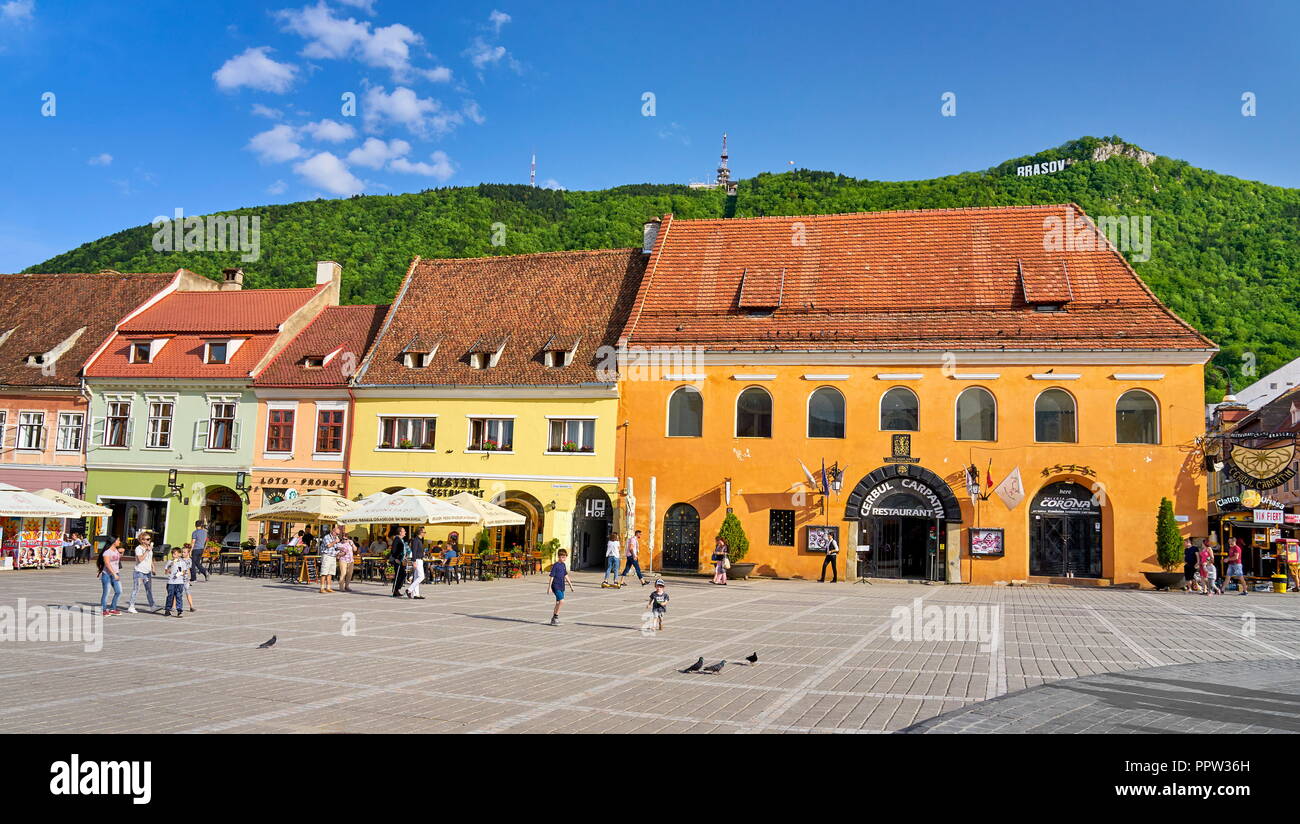 Brasov città vecchia, Transilvania, Romania Foto Stock