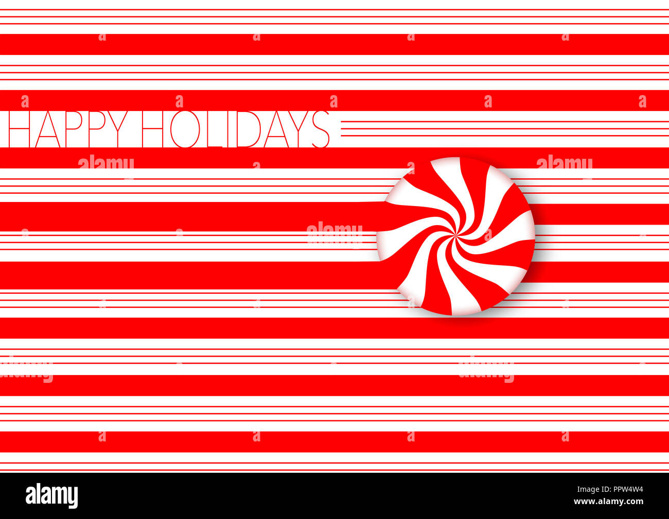 Candy Striped design con swirling rosso e bianco menta peperita dura caramella illustra il tema delle vacanze di Natale. Immagine di sfondo. Foto Stock