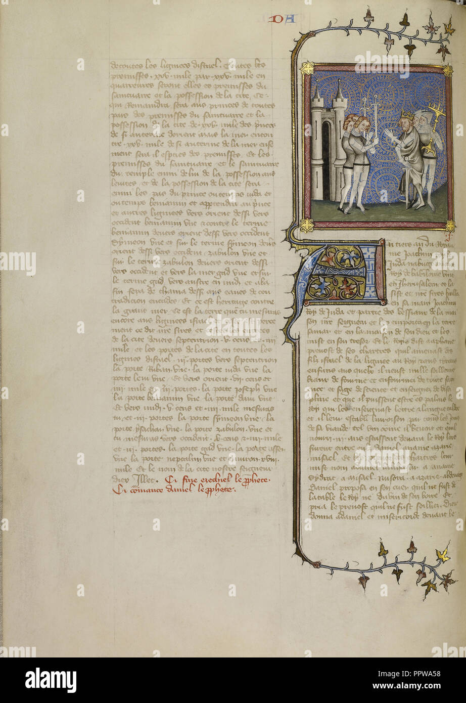 Nabucodonosor alla rinuncia di Gerusalemme; Maestro di Jean de Mandeville, Francese, attivo 1350 - 1370, Parigi, Francia Foto Stock