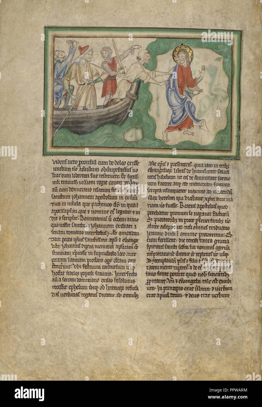 L arrivo di San Giovanni a Patmos; Londra, probabilmente, Inghilterra; circa 1255 - 1260; tempere, foglia oro, lavaggi colorati Foto Stock