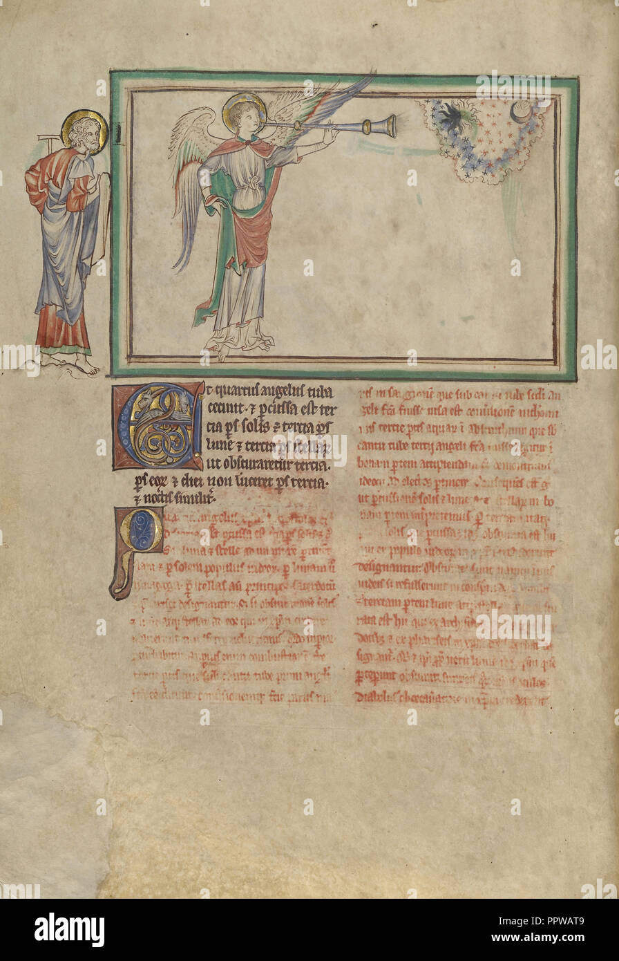 La quarta tromba: l'oscuramento di un terzo dei corpi celesti; Londra, probabilmente, Inghilterra; circa 1255 - 1260; tempera Foto Stock