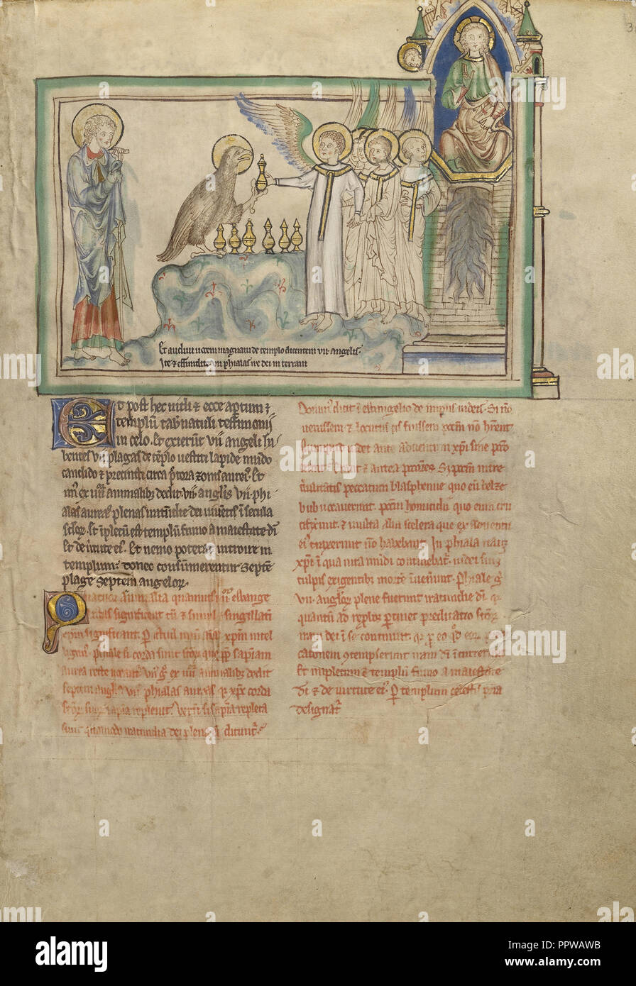 L'Aquila dando le navi con le ultime sette piaghe ai sette angeli; Londra, probabilmente, Inghilterra; circa 1255 - 1260 Foto Stock