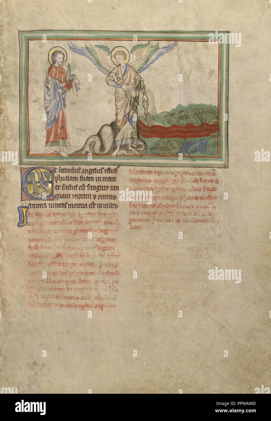 Il secondo recipiente: Morte in mare; Londra, probabilmente, Inghilterra; circa 1255 - 1260; tempere, foglia oro, lavaggi colorati Foto Stock