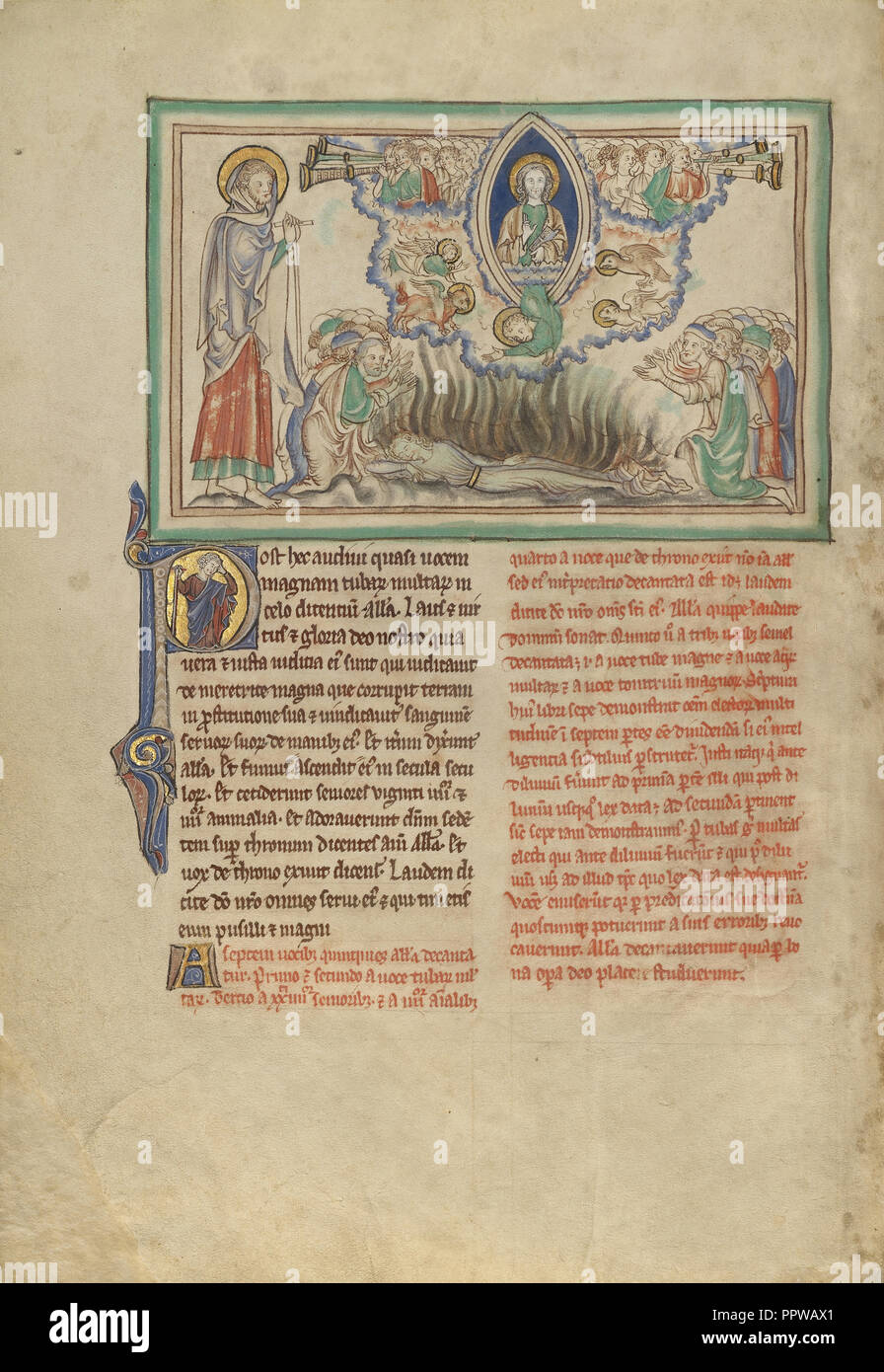 Lode celeste del Victor oltre la prostituta; Londra, probabilmente, Inghilterra; circa 1255 - 1260; tempere, foglia oro, colorati Foto Stock
