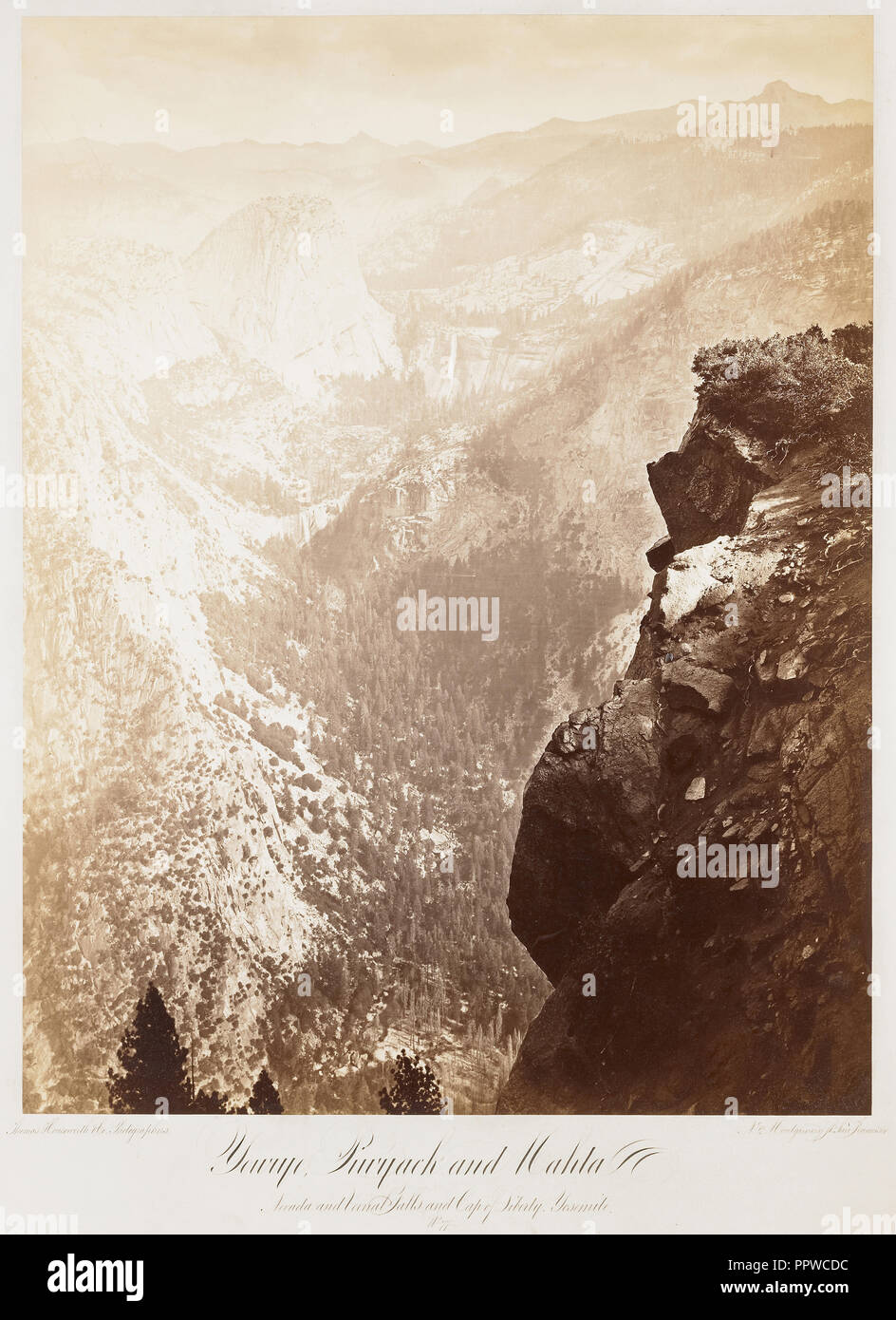 Yowiyi Piwack e Mahla, Nevada e primaverile cade e il cappuccio della libertà, Yosemite; Thomas Houseworth & Company, Carleton Watkins Foto Stock