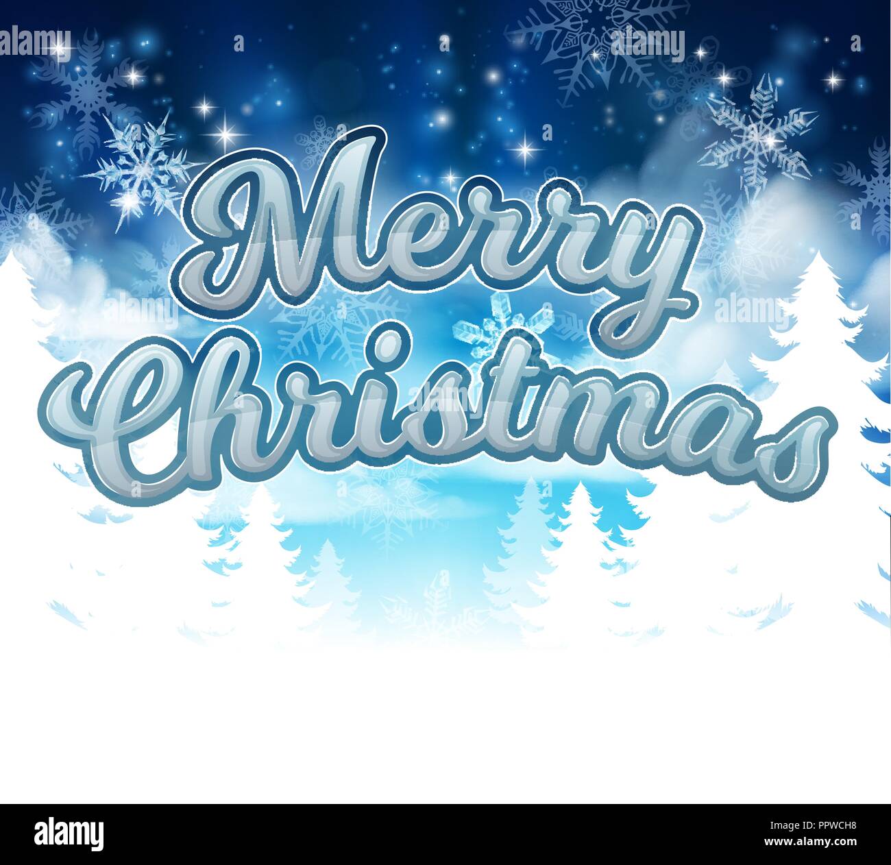 Buon Natale inverno alberi Cartoon Graphic Illustrazione Vettoriale