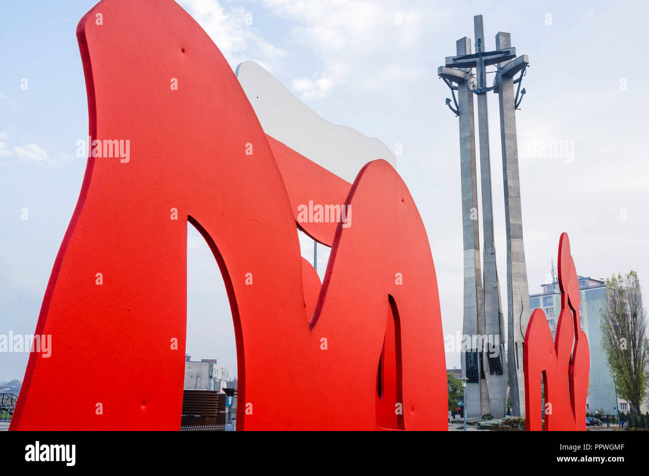 Monumento ai Caduti i lavoratori del cantiere di 1970 e la solidarietà europea centro dedicato alla storia di solidarietà, il Polacco sindacali e civili Foto Stock