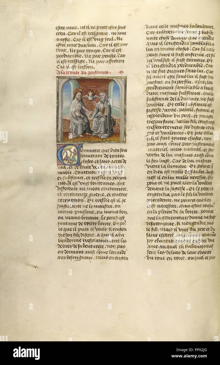 La Trinità; Ghent, Belgio; circa 1475; tempere, foglia oro e oro dipingere su pergamena; foglie: 43,8 x 30,5 cm Foto Stock