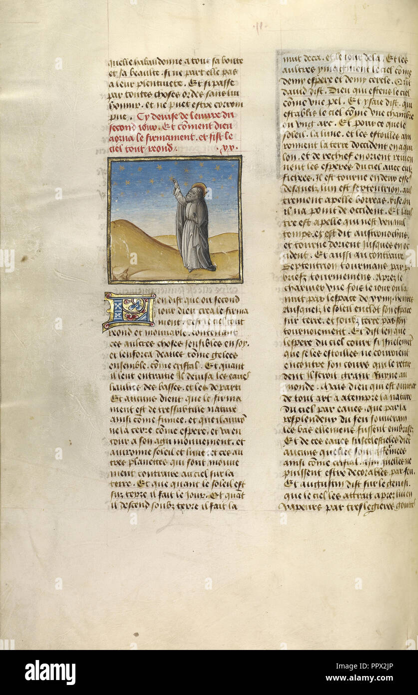 La creazione delle stelle; Ghent, Belgio; circa 1475; tempere, foglia oro e oro dipingere su pergamena; foglie Foto Stock